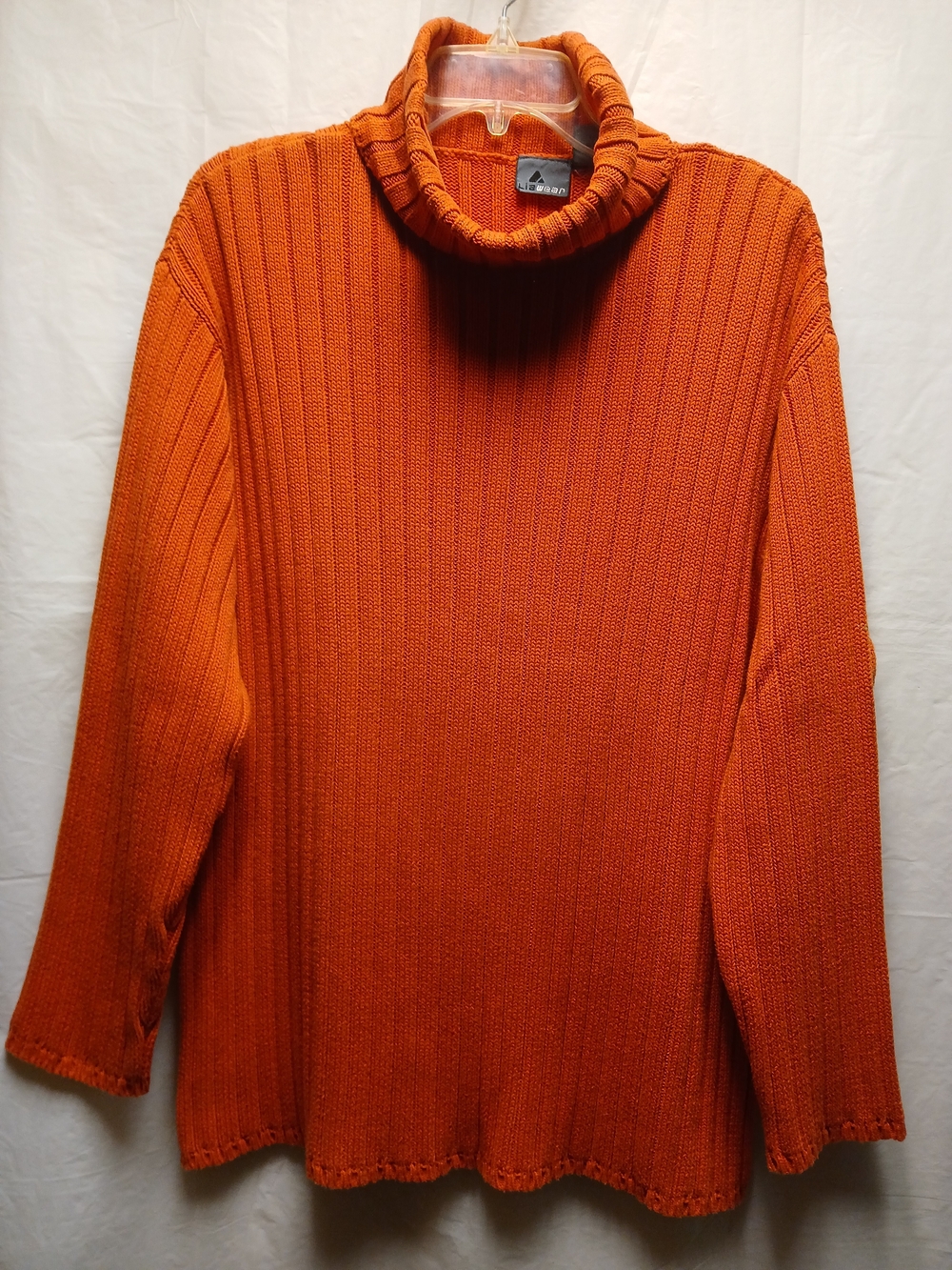 LizWear Women's Turtleneck Ribbed Sweater - Burnt Orange